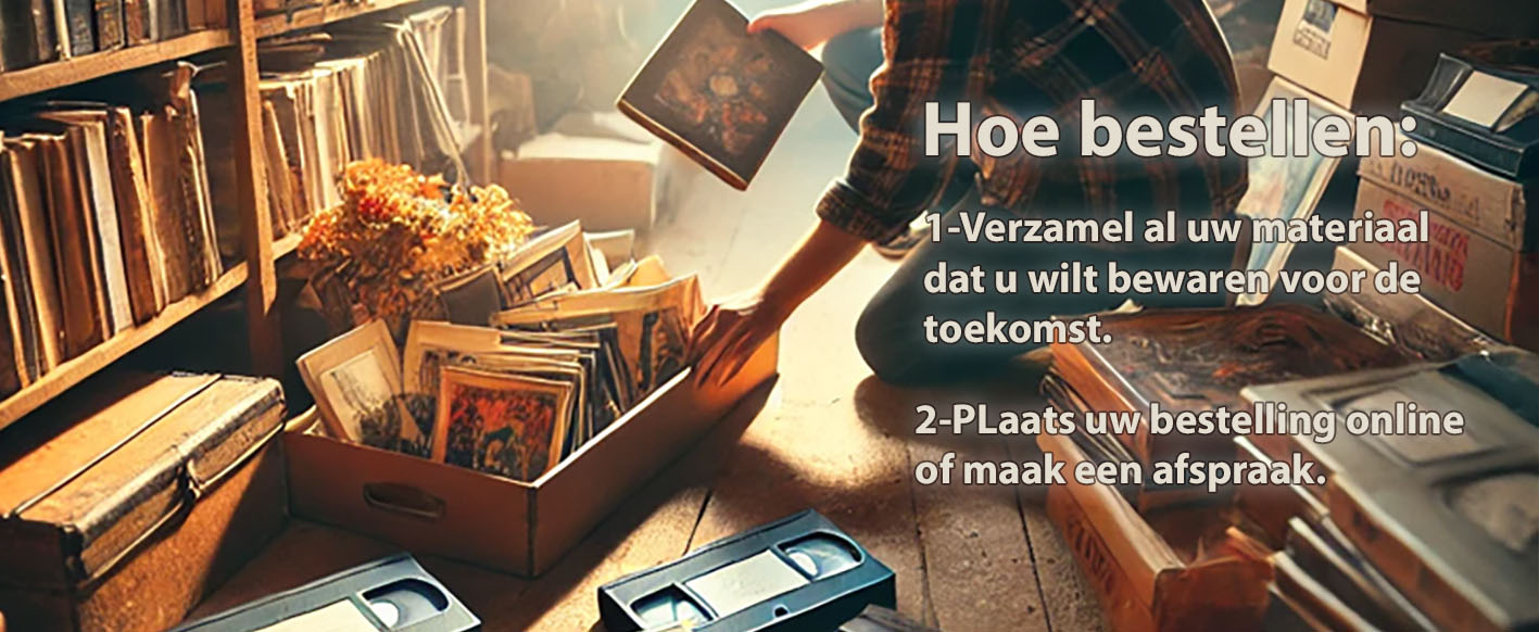 Verzamel al uw oude analoge media voor digitalisatie, vooraleer die voorgoed verloren gaat. Oude videobanden, dia's en foto's verzamelen om te laten digitaliseren bij Ecomoda Video